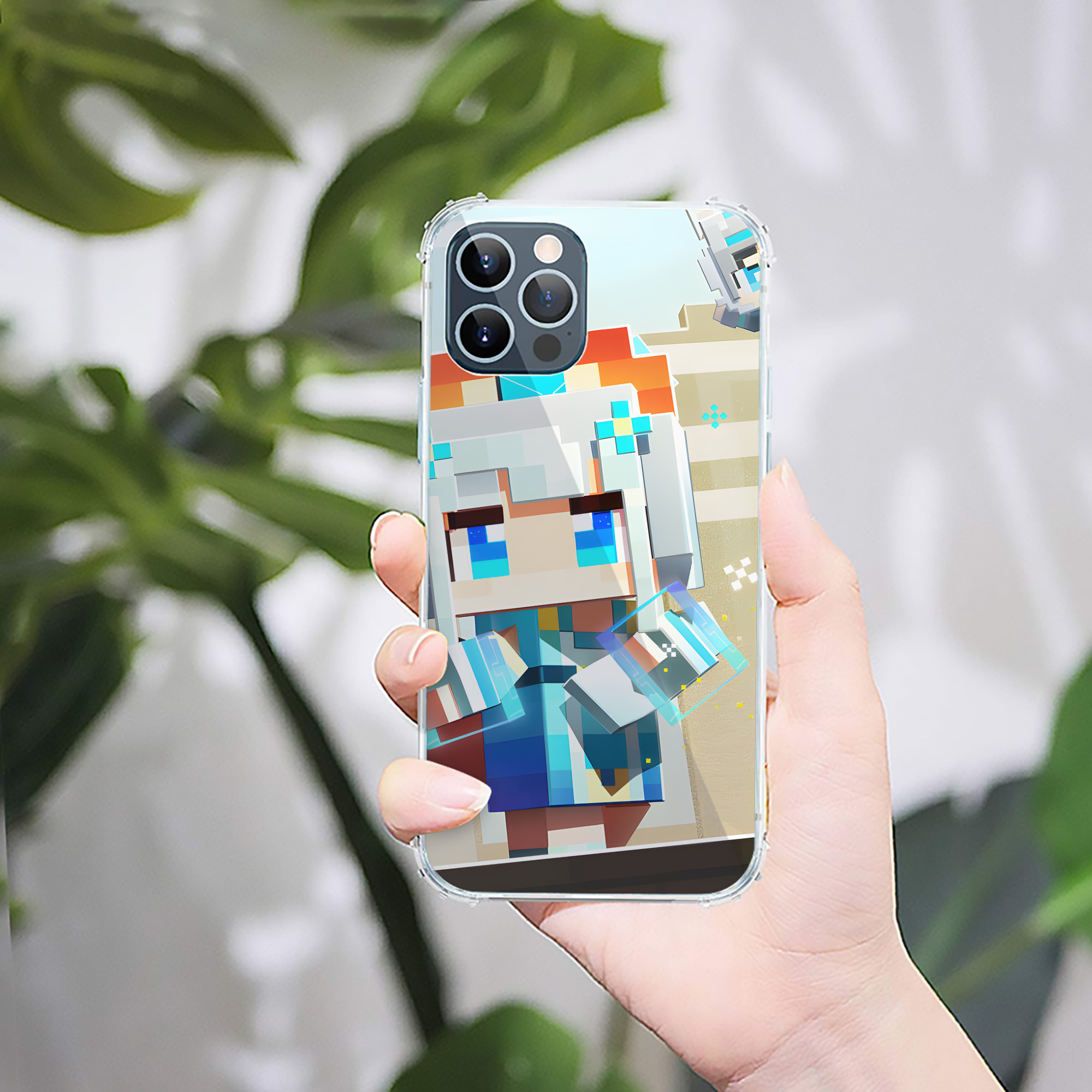 （画像用） マインクラフト ブロックの世界 Minecraft MC Block world 【iPhone 12シリーズ対応】透明スマホケース（クリアソフトケース）